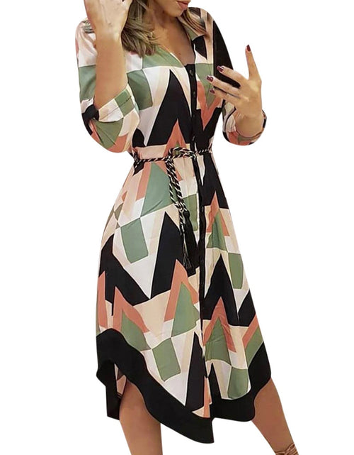 Charger l&#39;image dans la visionneuse de la galerie, 2021 Fashion Women Holiday Style Feminino Print Casual Plus Size Ladies Dress Elegant Day Dress Summer Sexy V-Neck Knitwear Robe
