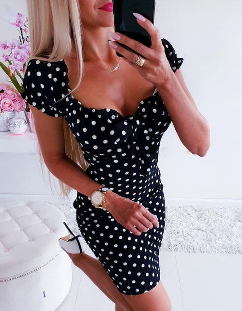 Charger l&#39;image dans la visionneuse de la galerie, Girl Boho Polka Dot Sexy Bodycon V-Neck Fashion Dress
